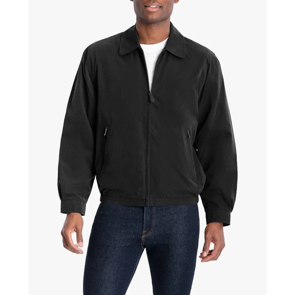 London Fog Men's Lightweight Black Jacket Full Zip Collared Windbreaker Coat - Picture 1 of 5